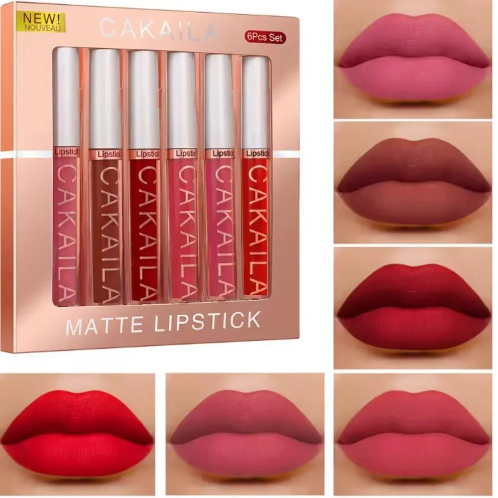 CAKAILA 6-Color Lip Gloss Lipstick Set‎ Liquid Matte Velvet Matte Women's Makeup